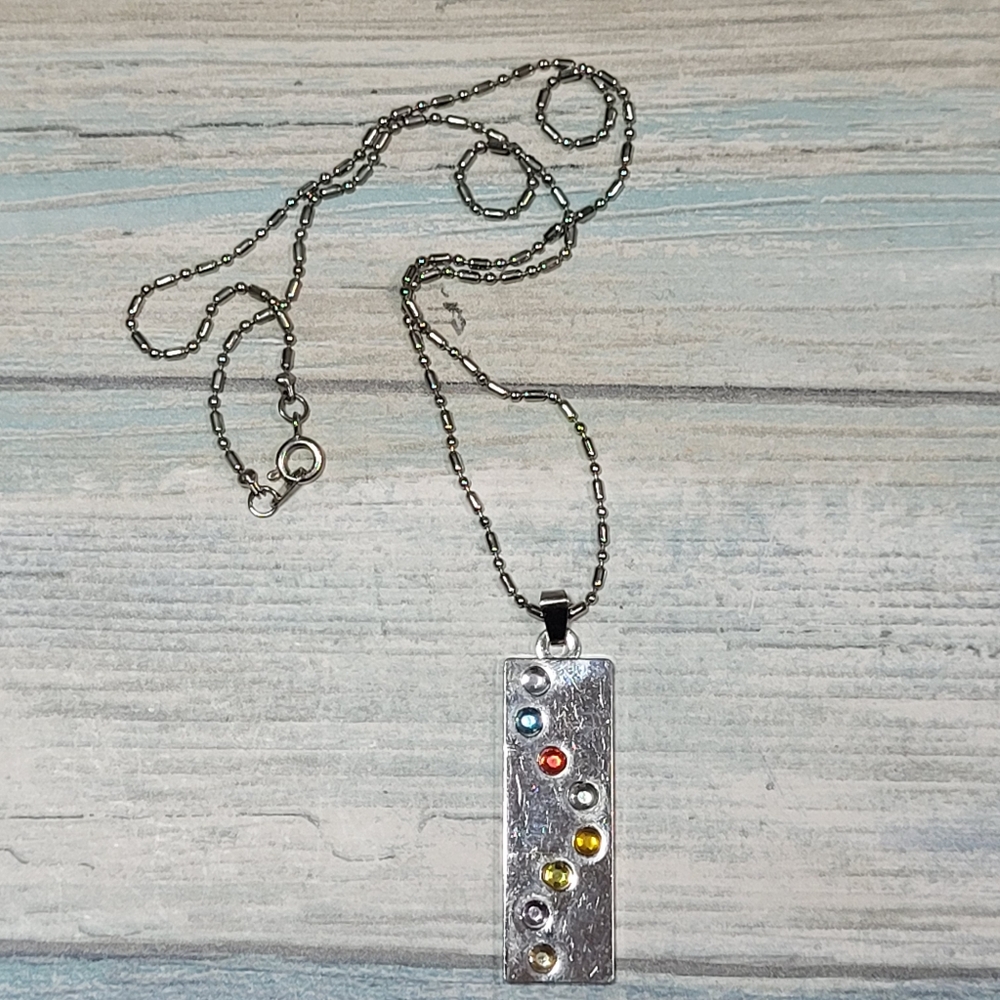 Rectangular Bar Multicolor Rhinestones Necklace. - image 1